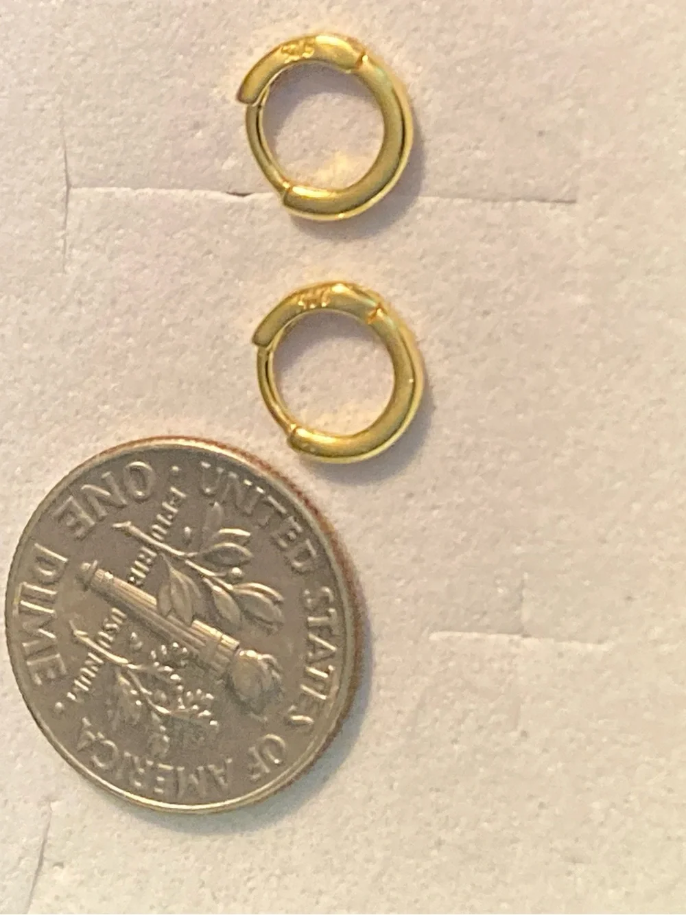 Baby earrings, gold plated 925 silver, Huggies